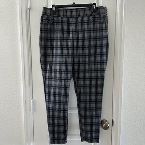 Nine West Womens Plaid Skinny Jeans Size 16 Gray Black Cotton Blend Comfortable